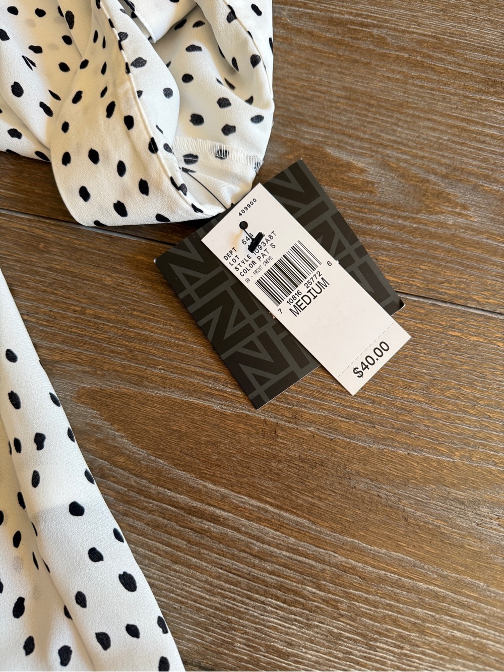 White Polka Dot Button-Down Shirt - Classic Collared Blouse - Picture 2 of 4